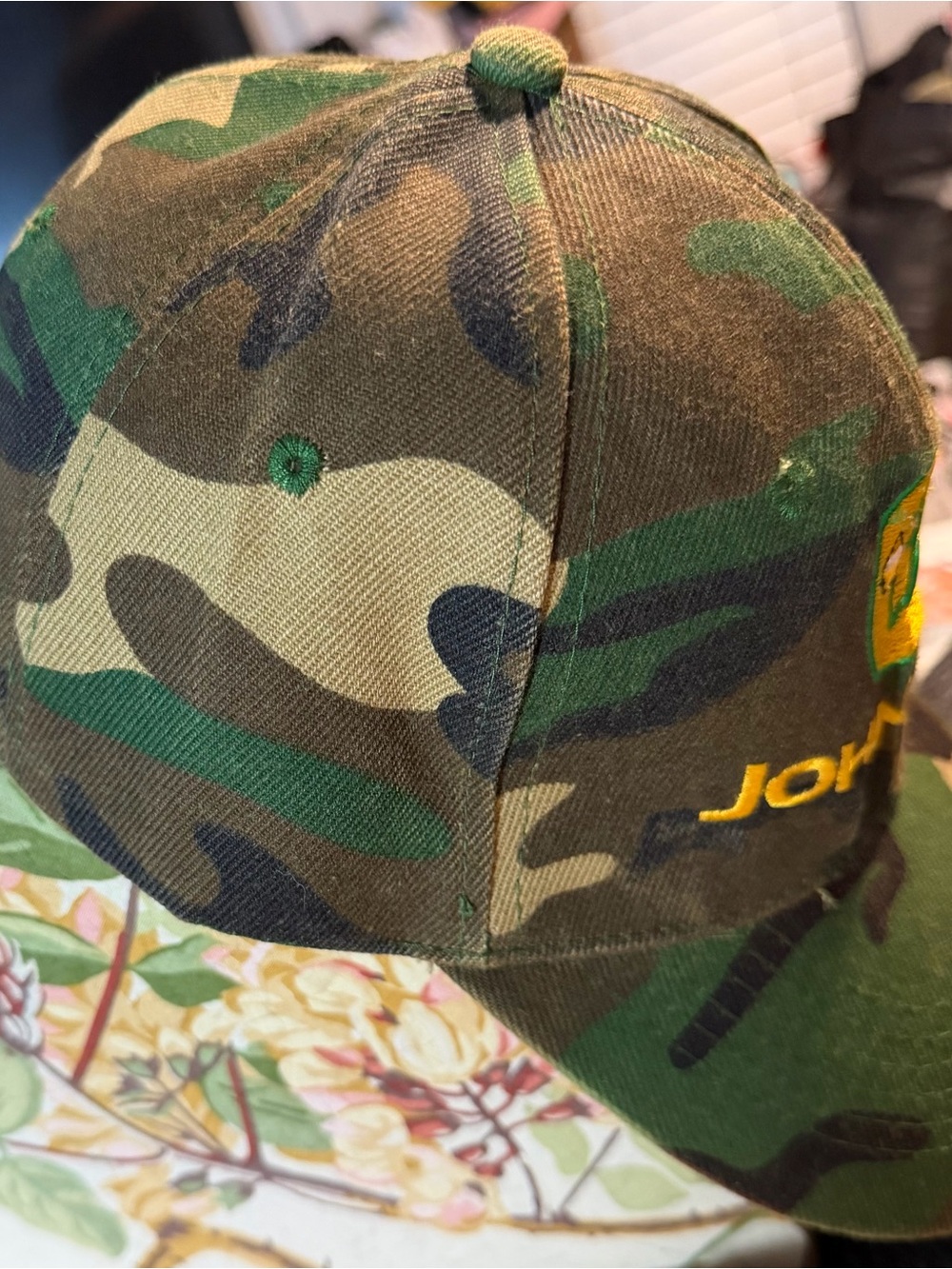 Camouflage "John Beer" Embroidered Logo Hat in Green, Brown, Yellow NWOT - Picture 11 of 12